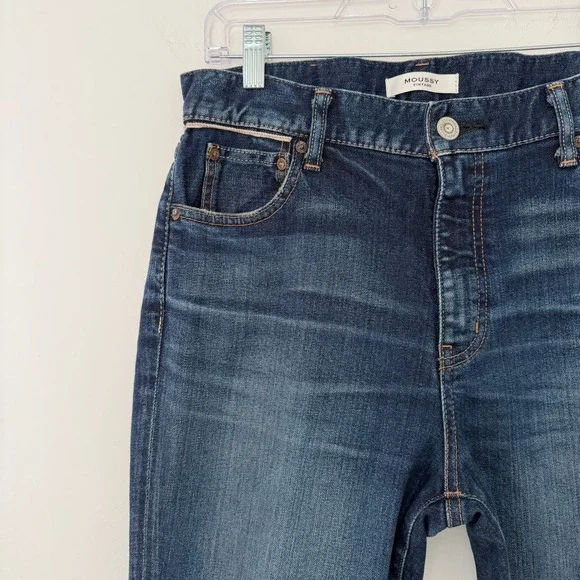 MOUSSY VINTAGE Jeans Women's Dark Wash Flare Leg Slit Denim Size 29
